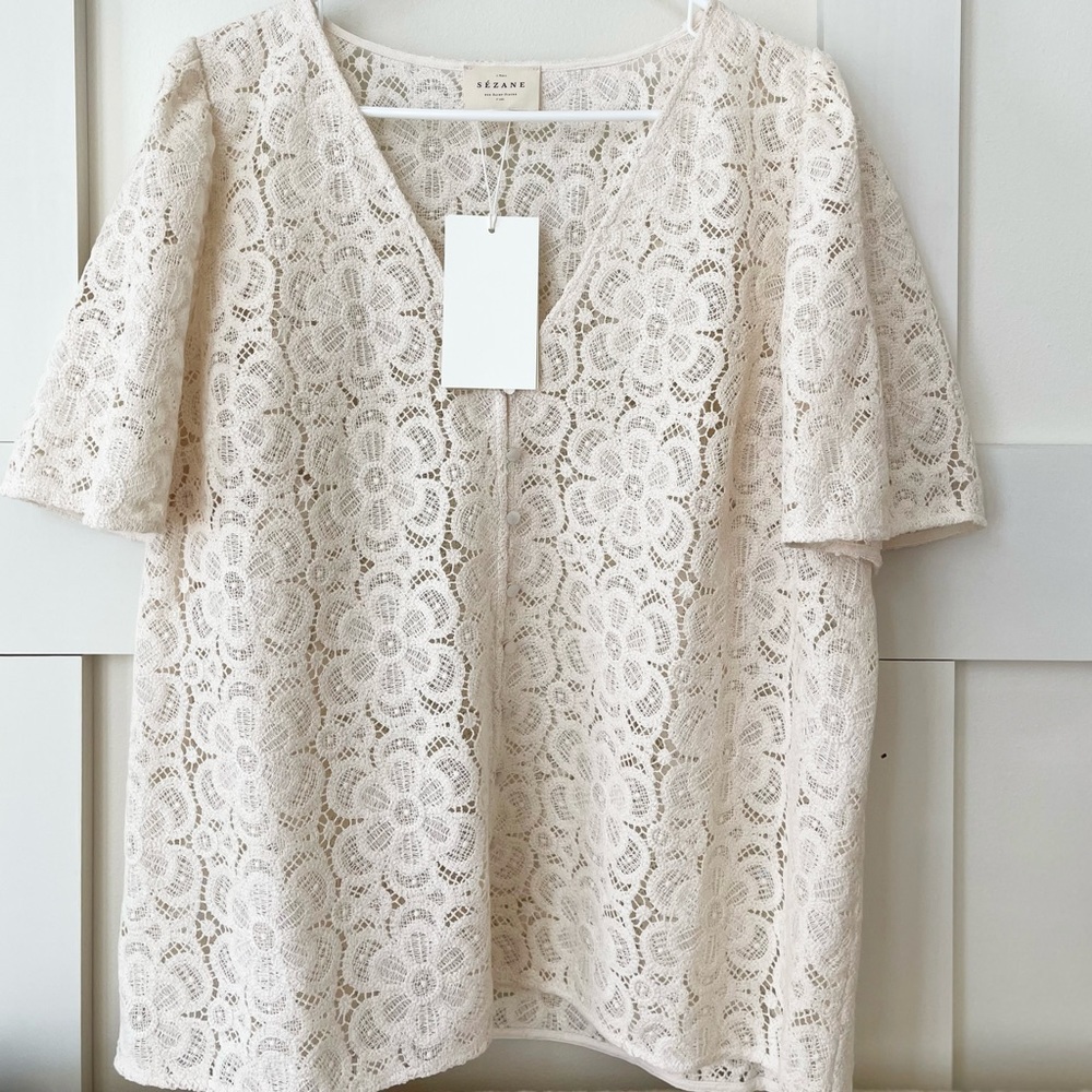 NWT Sezane lace top